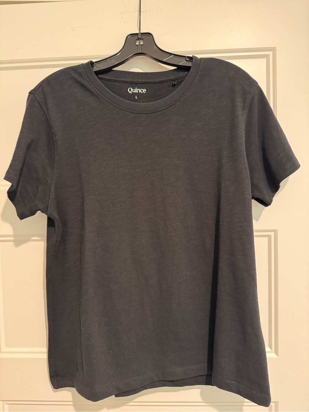 NEW Quince Organic Cotton Slub T-Shirt Black Women Large Crew Neck NWT